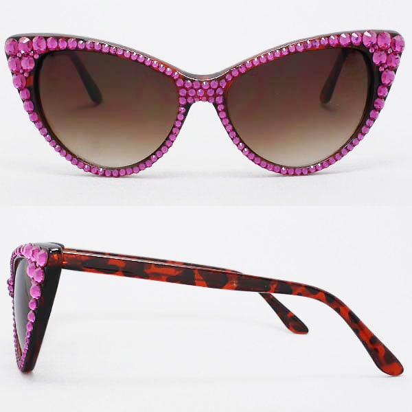Crystal Studded Cat Eye Sunglasses - Full frame crystals