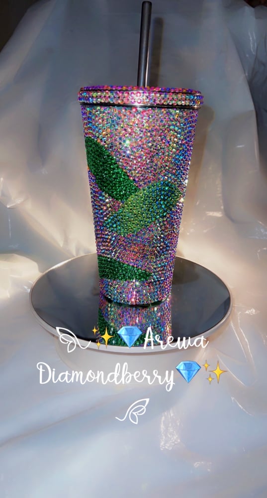Image of Fully blinged Metal tumblr with straw