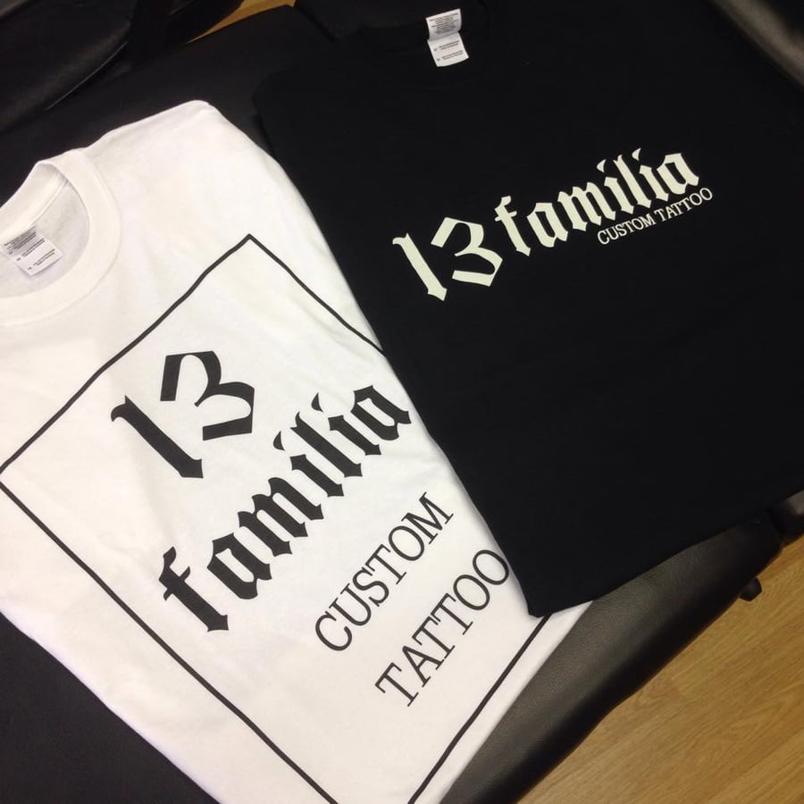 Image of White 13 Familia Logo T-Shirt