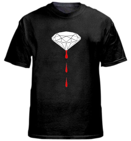 Image of Blood Diamond shirt for men, Graphic shirt, Symbolism design, Anti war shirt, Round neck, Mens shirt