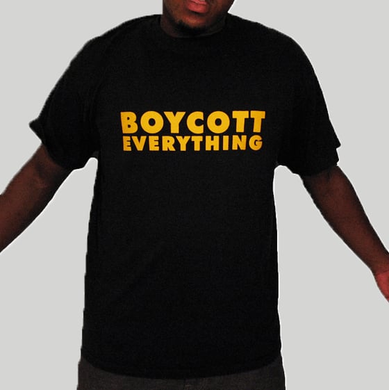 Image of Boycott Everything shirt for men, Protest T-shirt, Quote shirt, Short sleeves, Mens shirt