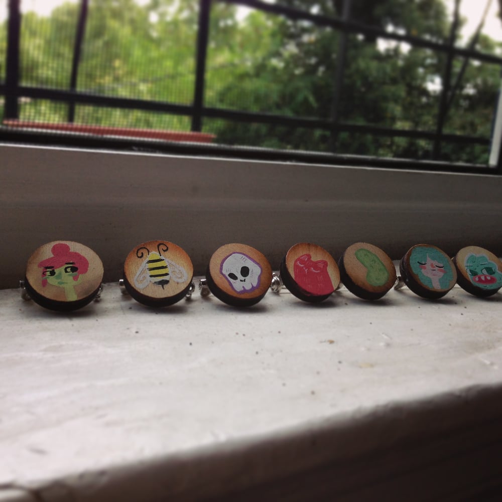 Image of 3/4" Handpainted Wood Pins
