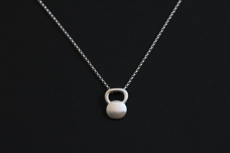 Image of Brushed Silver Kettlebell Necklace