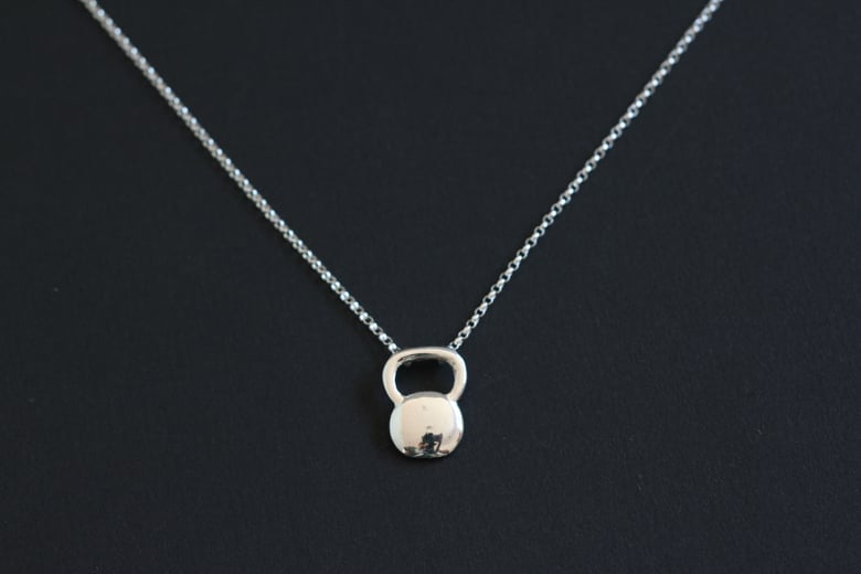 Image of High Polish Silver Kettlebell Necklace