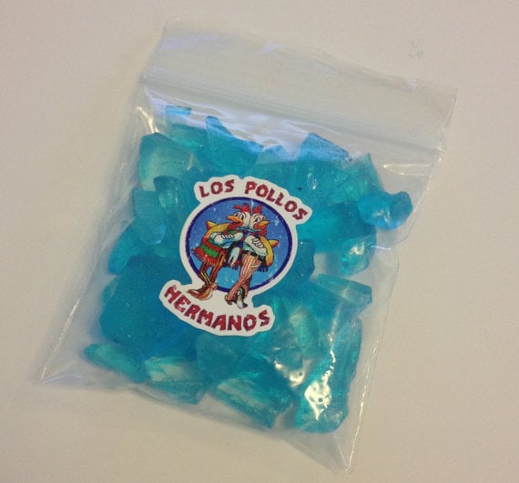 Image of Breaking Bad Meth Candy In Los Pollos Branded Bag