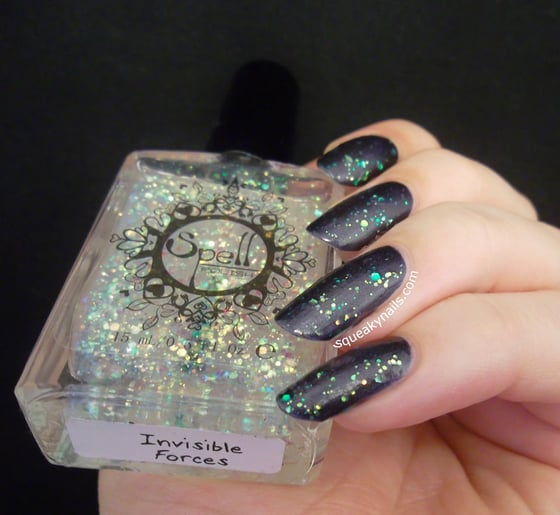 Image of ~Invisible Forces~ opalescent green glitter nail polish topcoat!