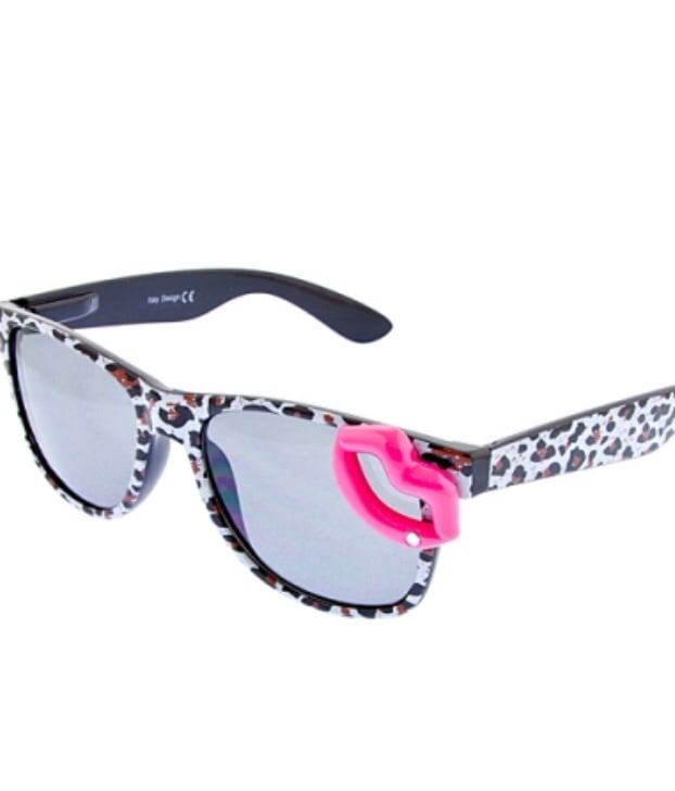 Image of Leopard print white frame lips sunglasses