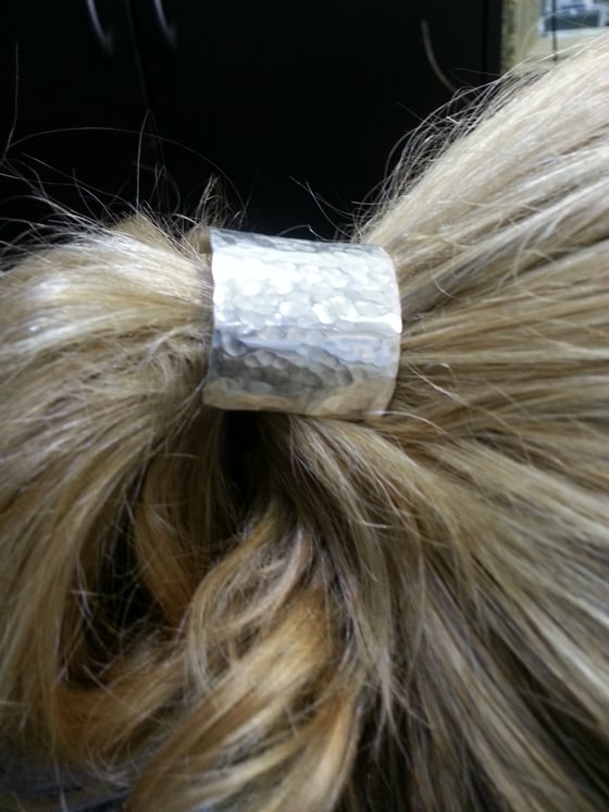 Image of Hand Hammered, Sterling Silver ponytail holder