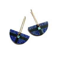 Image 2 of Lapis, Basalt & Turquoise Earrings 