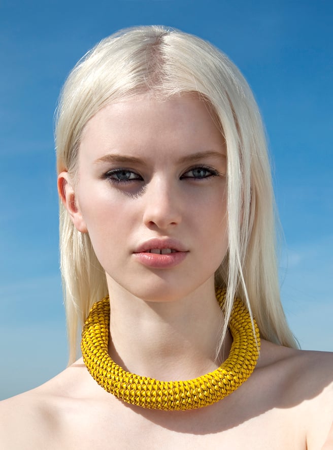 Image of "Sunburst" Yellow Oversized Leather Neckpiece