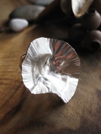 Image 1 of large lotus leaf cocktail ring: forged in sterling silver