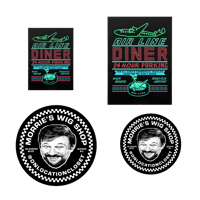 “Morrie’s Wigs & Airline Diner” Sticker and Magnet bundle
