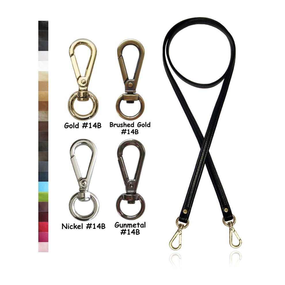 Image of Crossbody / Messenger Bag Strap - Choose Leather Color - 50" Length, 1/2" Wide, #14B Teardrop Hooks
