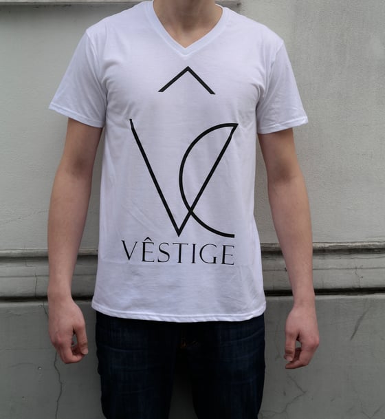 Image of V-Shirt "Vêstige Logo" white