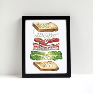 B.L.T. Exploded Sandwich Watercolor Print by Alyson Thomas of Drywell Art. Available at shop.drywellart.com