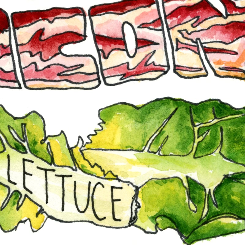 Image of B.L.T. Exploded Sandwich Watercolor Print