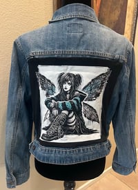 Image 1 of Vintage Blue Denim Jean Jacket Punk Pixie Fairy