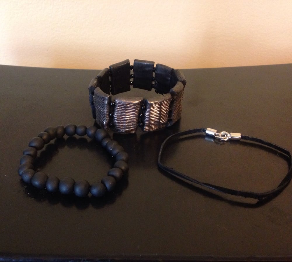 Image of Mens Black Beaded Bracelet Series