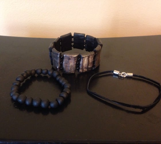 Image of Mens Black Beaded Bracelet Series