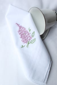 Image of Lilac Hand Embroidered Handkercheif