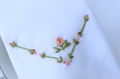 Image of Peach Rosebud Hand Embroidered Handkerchief