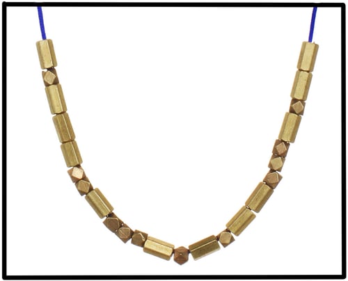 Image of FACETED BRASS BEAD + CORD necklace