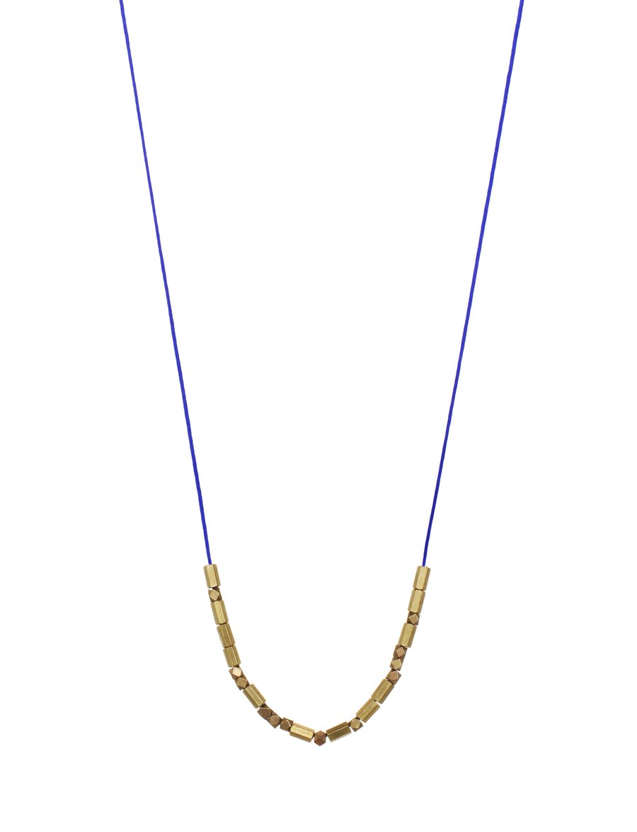 Image of FACETED BRASS BEAD + CORD necklace