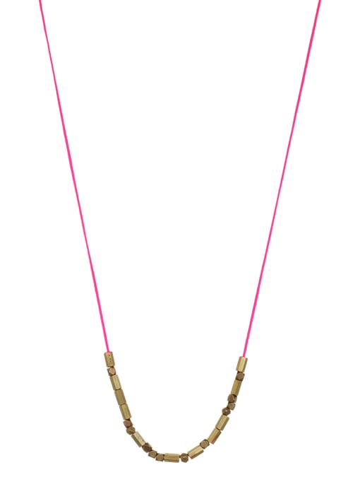 Image of FACETED BRASS BEAD + CORD necklace