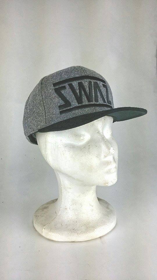 Image of Swaz Melton Wool Caps 'Black on Grey'