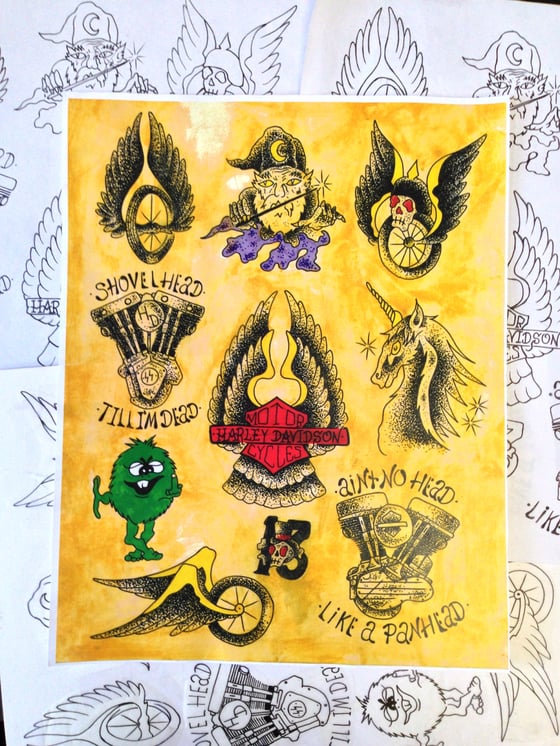 Image of Ol' biker tattoo flash revisited