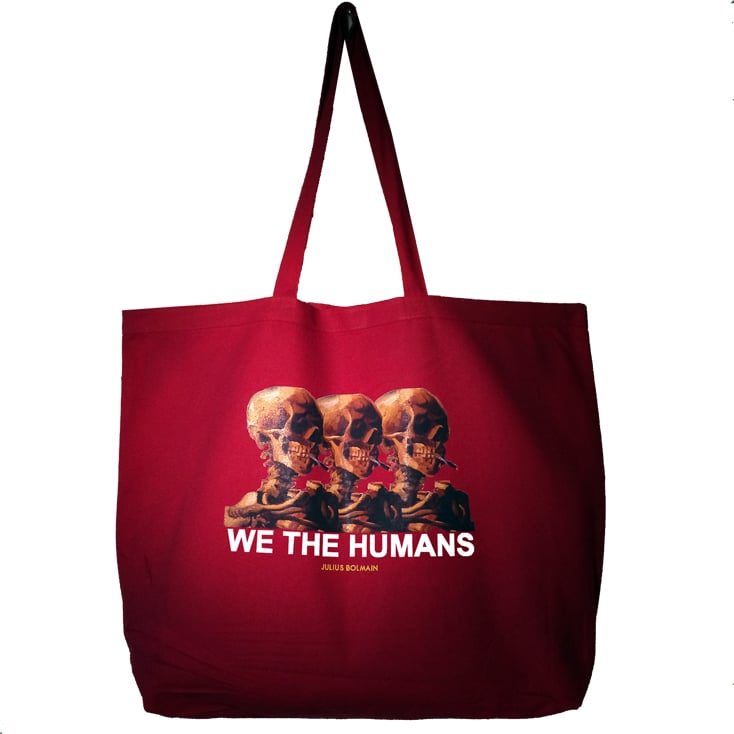 Image of WE THE HUMANS LARGE RED TOTE