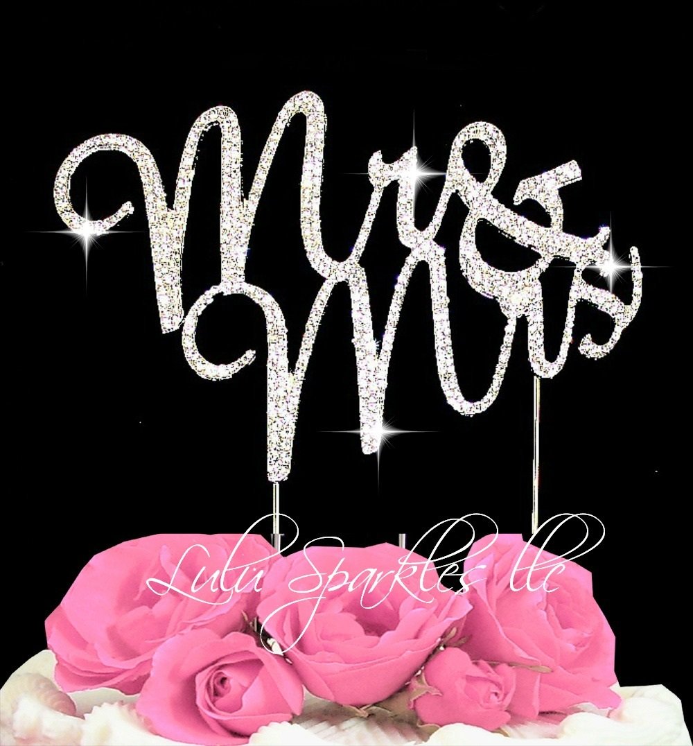 MR & Mrs Crystal Bling rhinestone wedding cake topper cake decoration