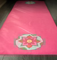 Image 3 of Mandala Yoga Towel - Pink with Pink and White Lotuses