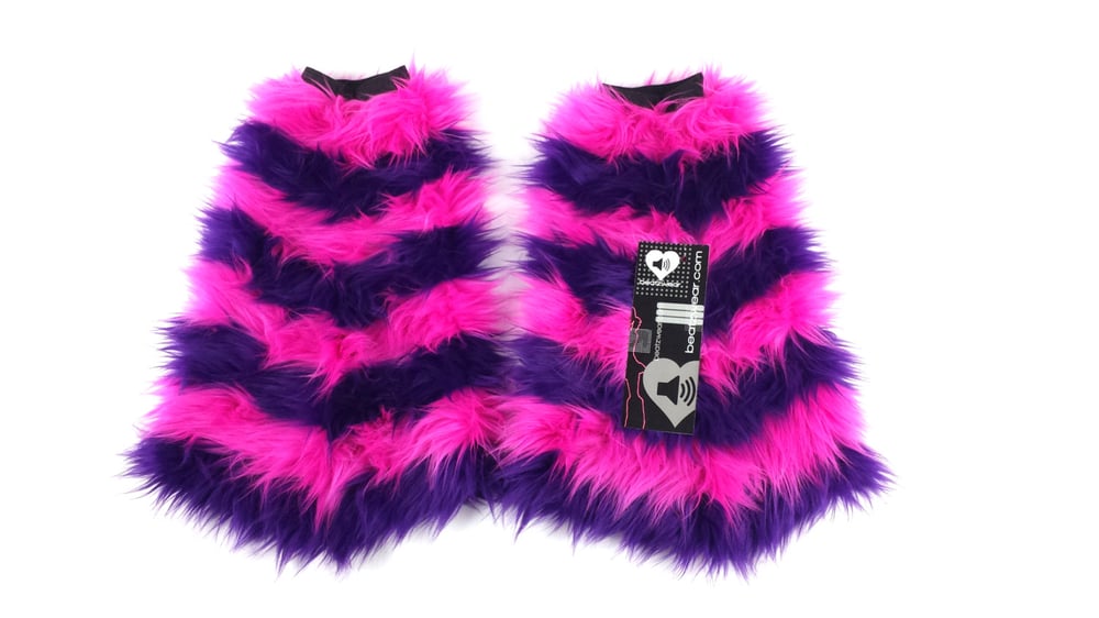 Image of Striped fluffies purple and pink Cheshire Cat inspired 