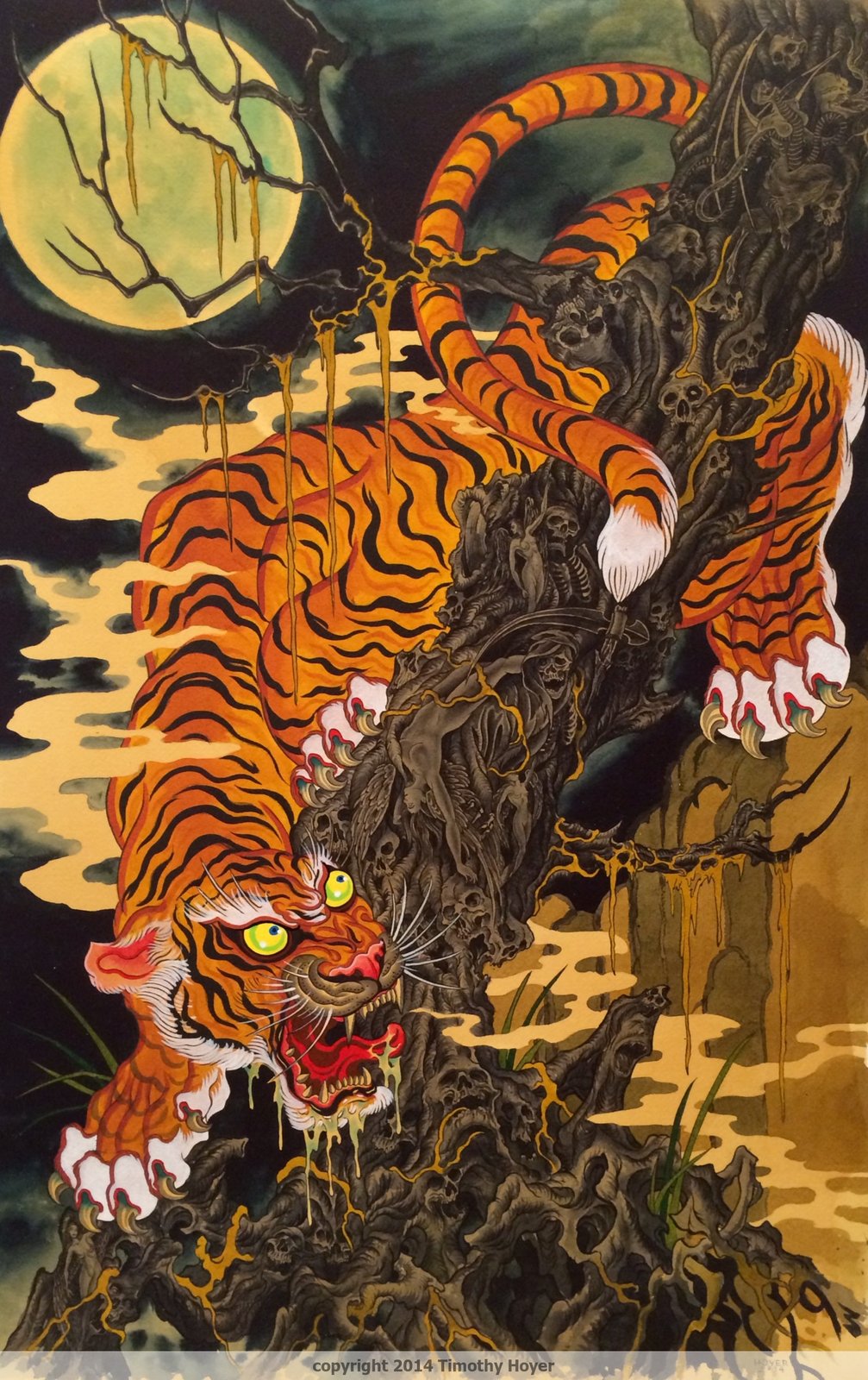 Тигр китайская гравюра