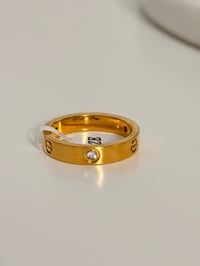 Image 2 of GOLD LOVE RING WITH 3 STONES 4MM