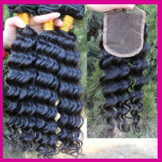 Image of BUNDLE DEAL with matching Lace or Silk Closure