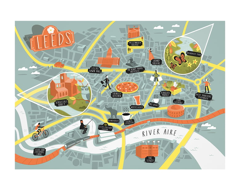 Image of Illustrated map of Leeds - print