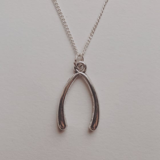 Image of WISHBONE charm delicate chain necklace