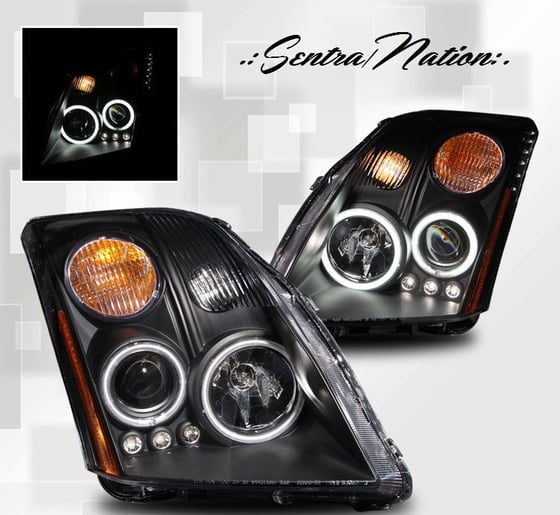 Image of (B16) 07-12 SENTRA BLACK CCFL HALO STYLED HEADLIGHTS