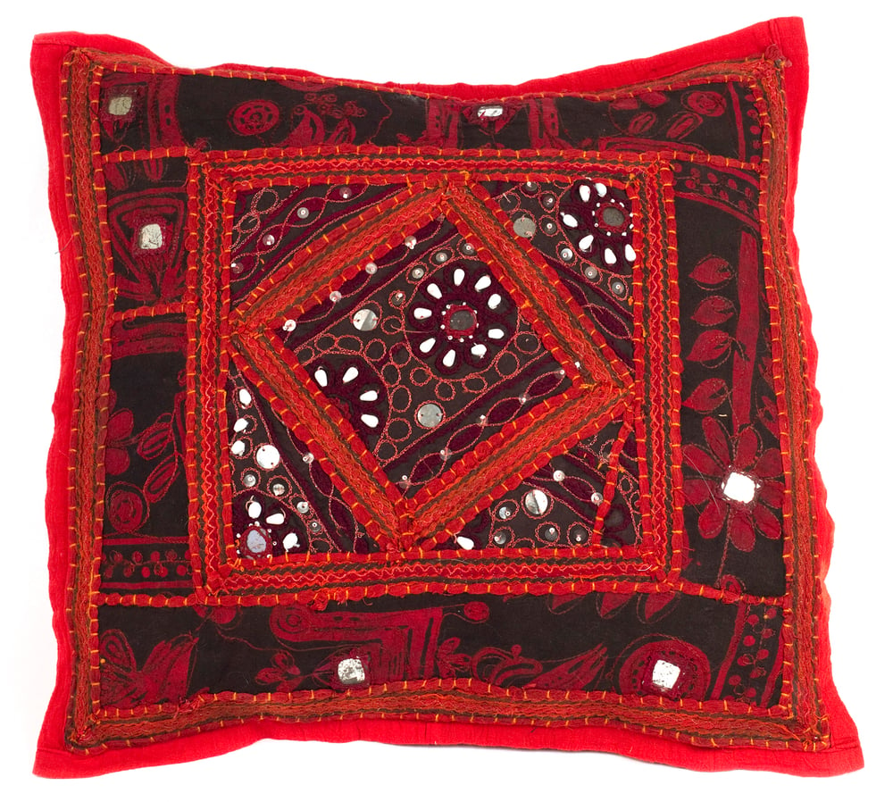 Image of Handmade cushion cover / Red / Rajasthan