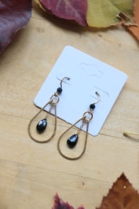 Image 2 of Black Onyx Brass Chained Earrings