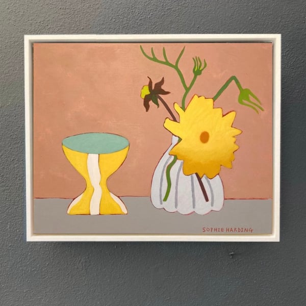 Image of Footed Bowl and Dahlia