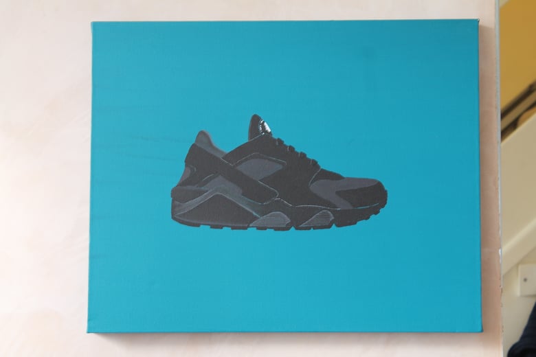 Image of Nike huarache triple black painting