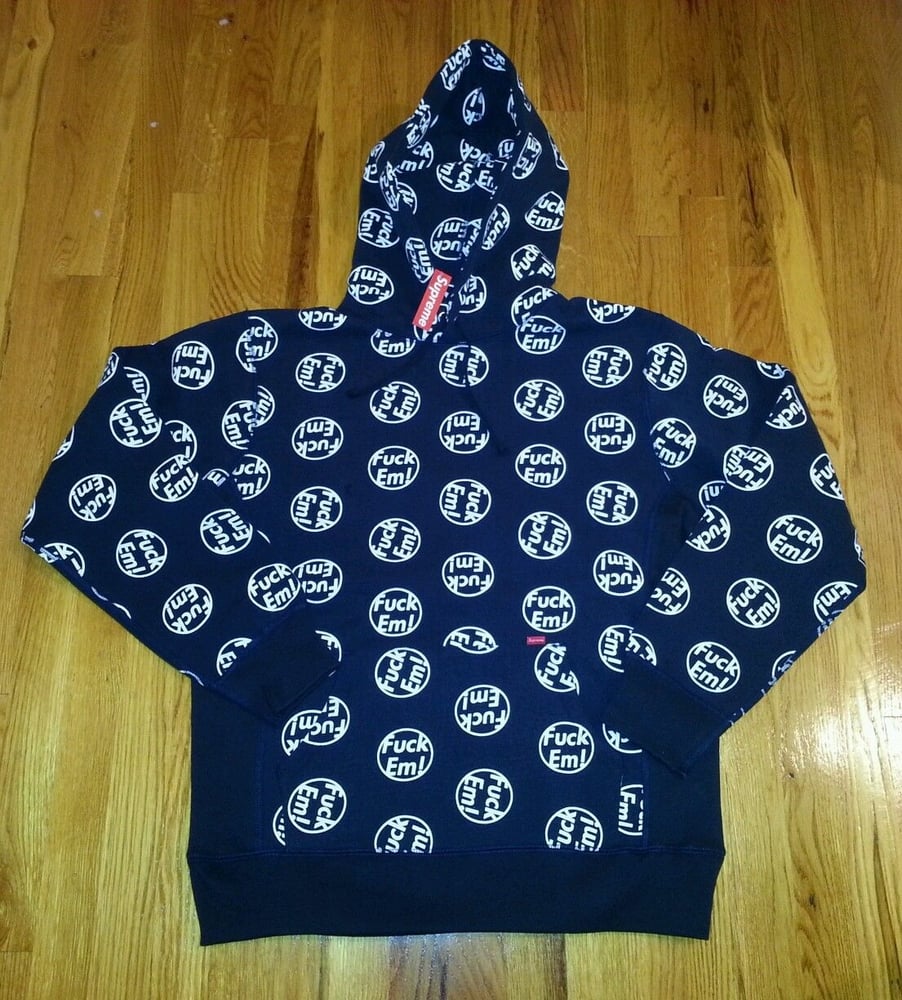 Image of Supreme 2014 F/W FUCK'EM PULLOVER HOODIE NAVY L