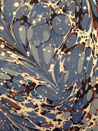 Image 2 of Marbled Paper #52 modern blue floral 