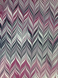 Image 1 of Marbled Paper #58 small maroon chevron design 