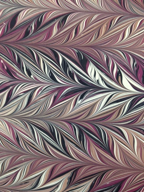 Image of Marbled Paper #63 Intricate combed - maroon, black and Latte 