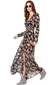 Image of Floral print long sleeve chiffon dress