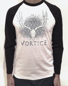 Image of VORTICE. Baseball shirt with horns